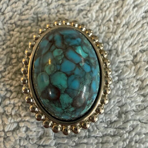 Women's Unbranded Turquoise & Brown Oval Brooch, One Size